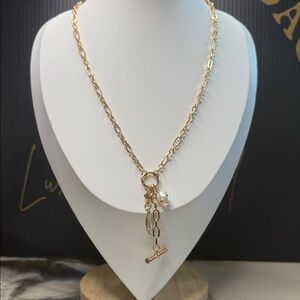 Issac Mizrahi Elegant Gold Chain Necklace with Pearl Charm